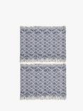 John Lewis Fusion Pattern Embroidered Cotton Placemats, Set of 2, Navy