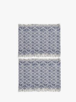 John Lewis Fusion Pattern Embroidered Cotton Placemats, Set of 2, Navy, Navy