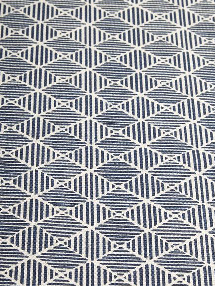 John Lewis Geometric Pattern Embroidered Cotton Table Runner, L250cm, Navy - view 2, Navy