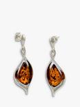 Be-Jewelled Sterling Silver Baltic Drop Earrings, Silver/Cognac