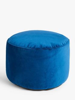 John Lewis Velvet Pouffe, Navy