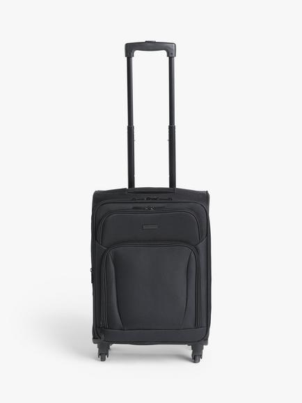 John Lewis Melbourne 55cm 4-Wheel Cabin Case, Black, Black