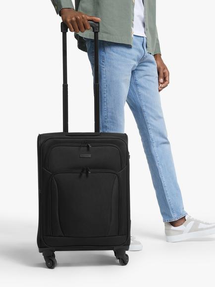 John Lewis Melbourne 55cm 4-Wheel Cabin Case, Black - view 2, Black