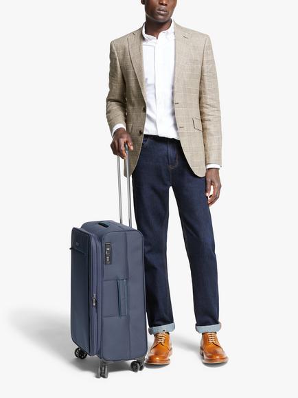 John Lewis Vienna 4-Wheel 66cm Lightweight Medium Suitcase - view 2, Navy