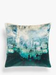 John Lewis Alba Abstract Cushion, Green / Multi