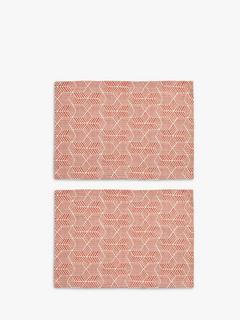 John Lewis Fusion Pattern Cotton Placemats, Set of 2, Burnt Orange