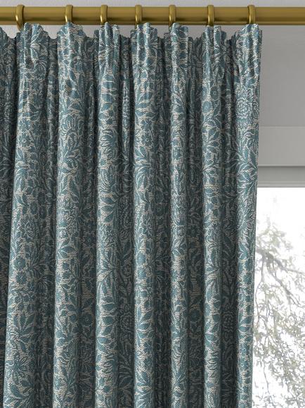John Lewis Hidcote Weave Made to Measure Curtains or Roman Blind, Heritage Blue - view 2, Heritage Blue