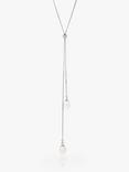 Claudia Bradby Freshwater Pearl Drop Lariat Necklace, Silver