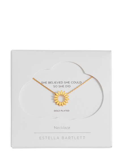 Estella Bartlett Modern Floral Pendant Necklace, Gold - view 2, Gold