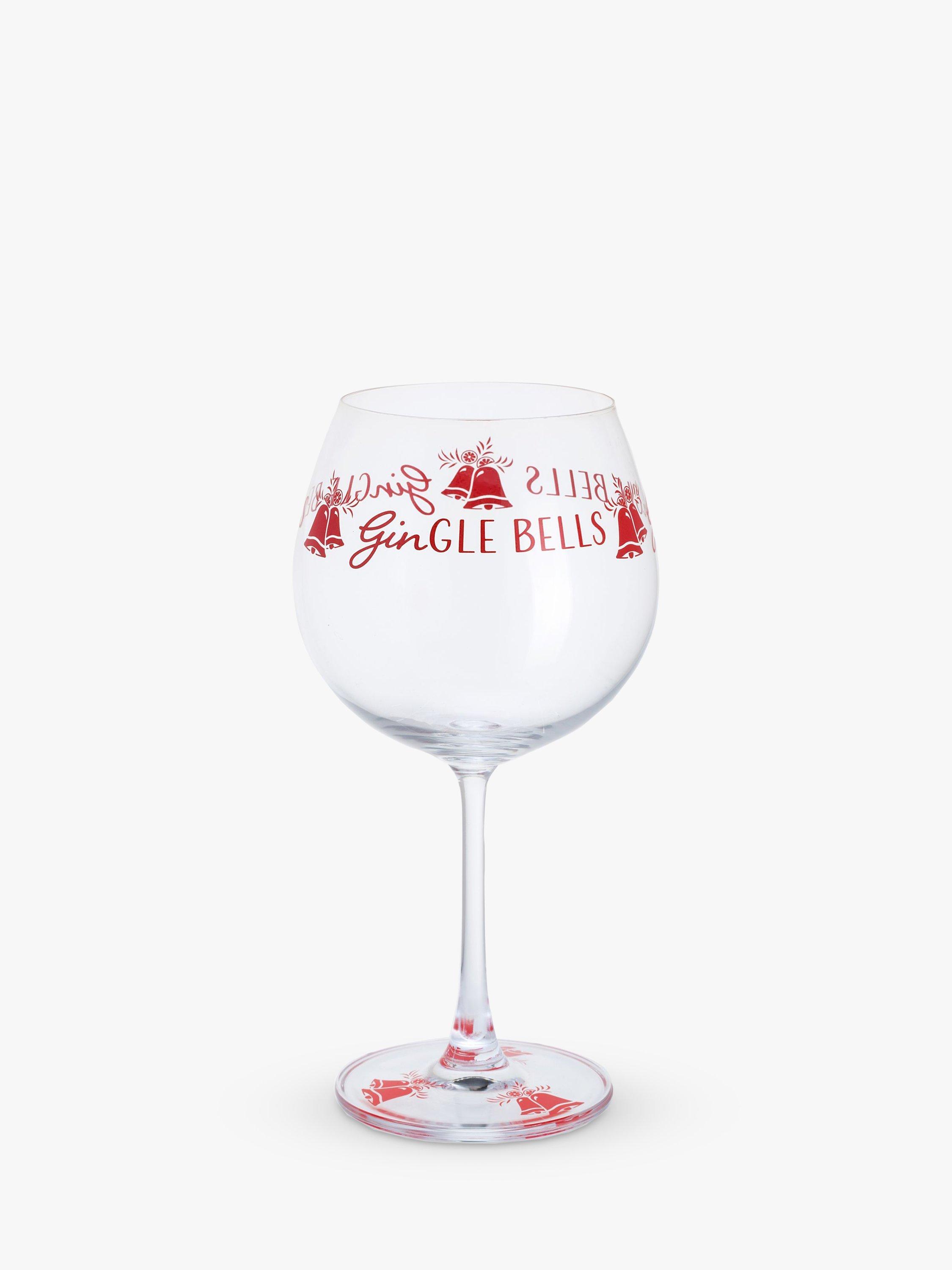 Dartington Crystal Gingle Bells Christmas Gin Copa Glass, 640ml, Clear/Red