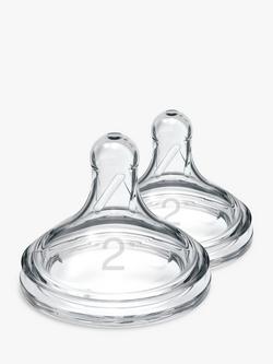 Dr Brown’s Natural Flow Options+ Level 2 Wide Neck Teats, Pack of 2, Clear