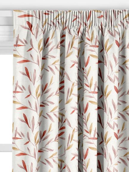 John Lewis Langley Leaf Embroidery Made to Measure Curtains or Roman Blind, Rosehip - view 2, Rosehip