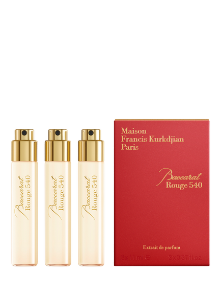 Maison Francis Kurkdjian Baccarat Rouge 540 Extrait de Parfum Natural Spray Refills, 3 x 11ml, 