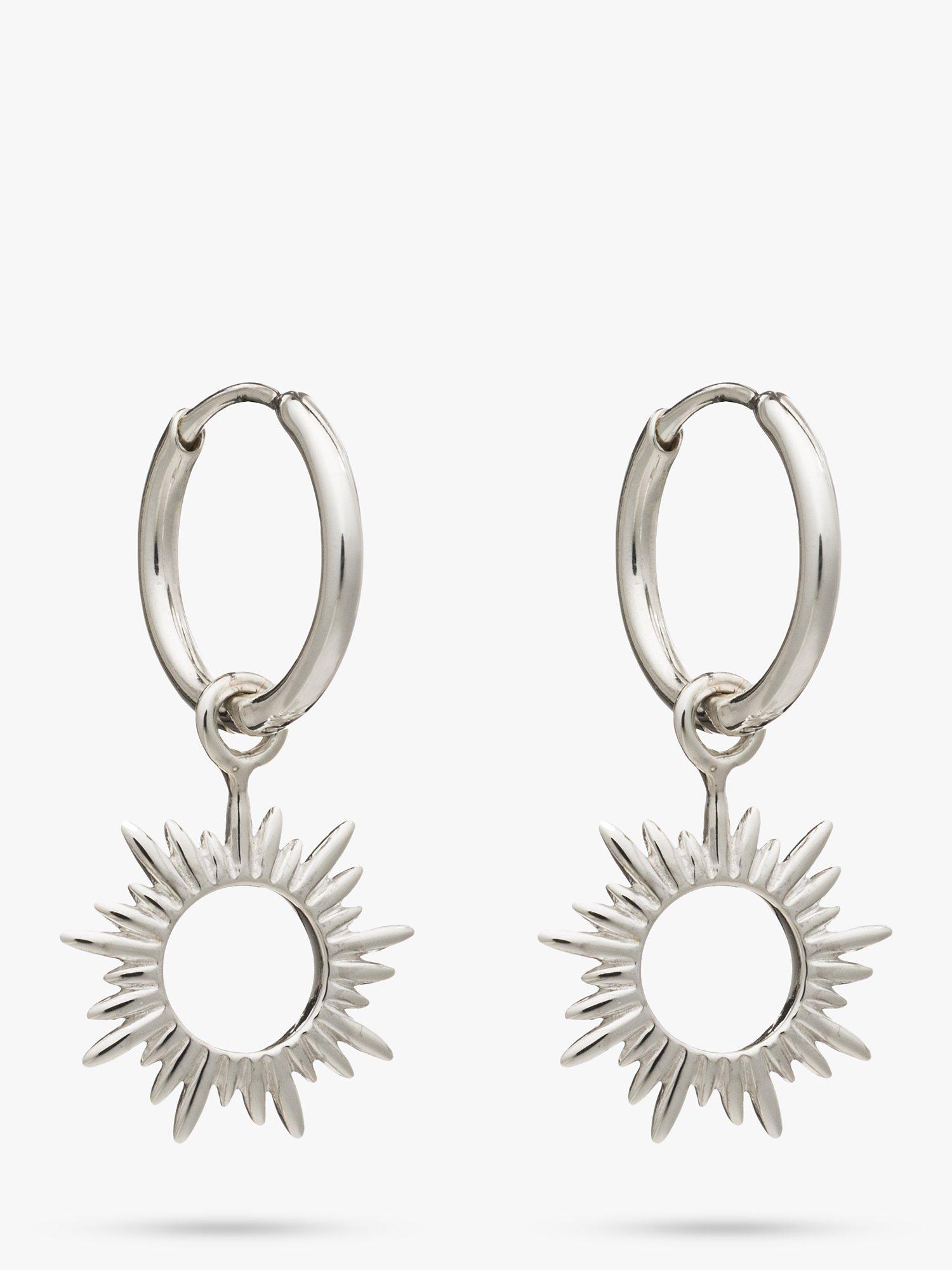 Rachel Jackson London Sunray Mini Hoop Earrings, Silver