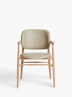 John Lewis Frame Leather Office/Dining Chair, Natural/Oak - view 2, Natural/Oak