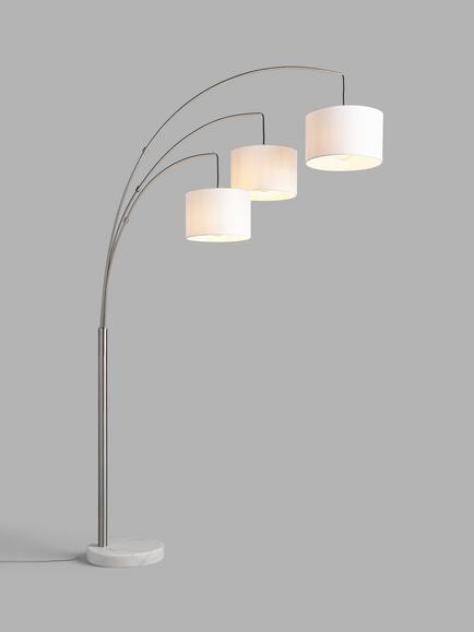 John Lewis Angus 3 Arm Arched Floor Lamp, Brushed Steel