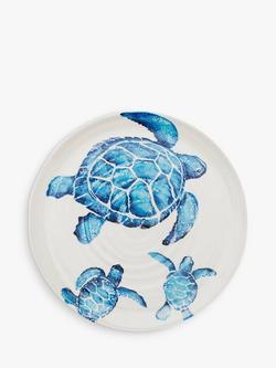 BlissHome Creatures Turtle Round Earthenware Platter, 36.5cm, Blue, Blue