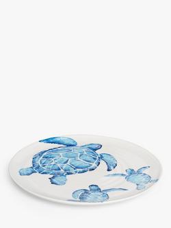 BlissHome Creatures Turtle Round Earthenware Platter, 36.5cm, Blue - view 2, Blue