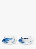 Rick Stein Coves of Cornwall Cappuccino Cup & Saucer, 350ml, Set of 2, Blue/White