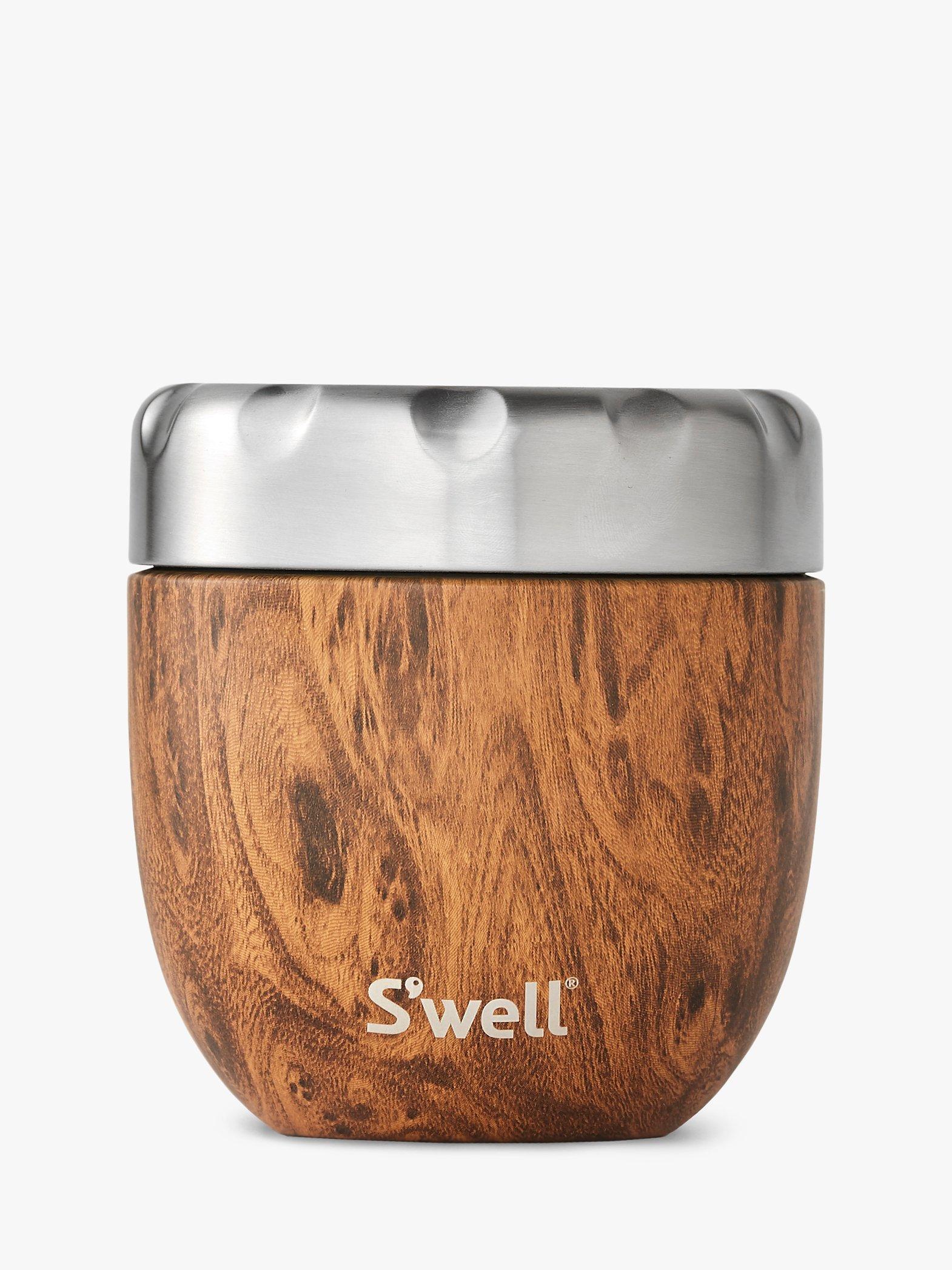 S'well Teak Vacuum Insulated 2-In-1 Nesting Food Bowls, 470ml, Brown