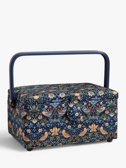 John Lewis William Morris Strawberry Thief Print Medium Rectangular Sewing Basket, Navy, Navy