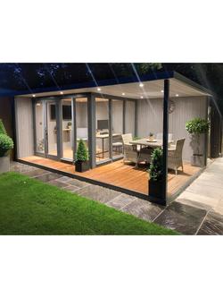 Crane Garden Buildings Scandinavian Redwood The Hub Plus Left-Hand Corner Garden Studio, 3 x 5.4m - view 2, Steel/Storm