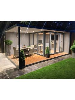 Crane Garden Buildings Scandinavian Redwood The Hub Plus Right-Hand Corner Garden Studio, 3 x 5.4m - view 2, Steel/Storm