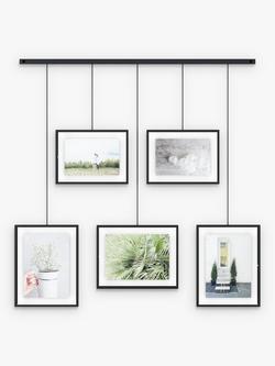 Umbra Exhibit Multi Hanging Photo Frame Display, 5 Photo, Black