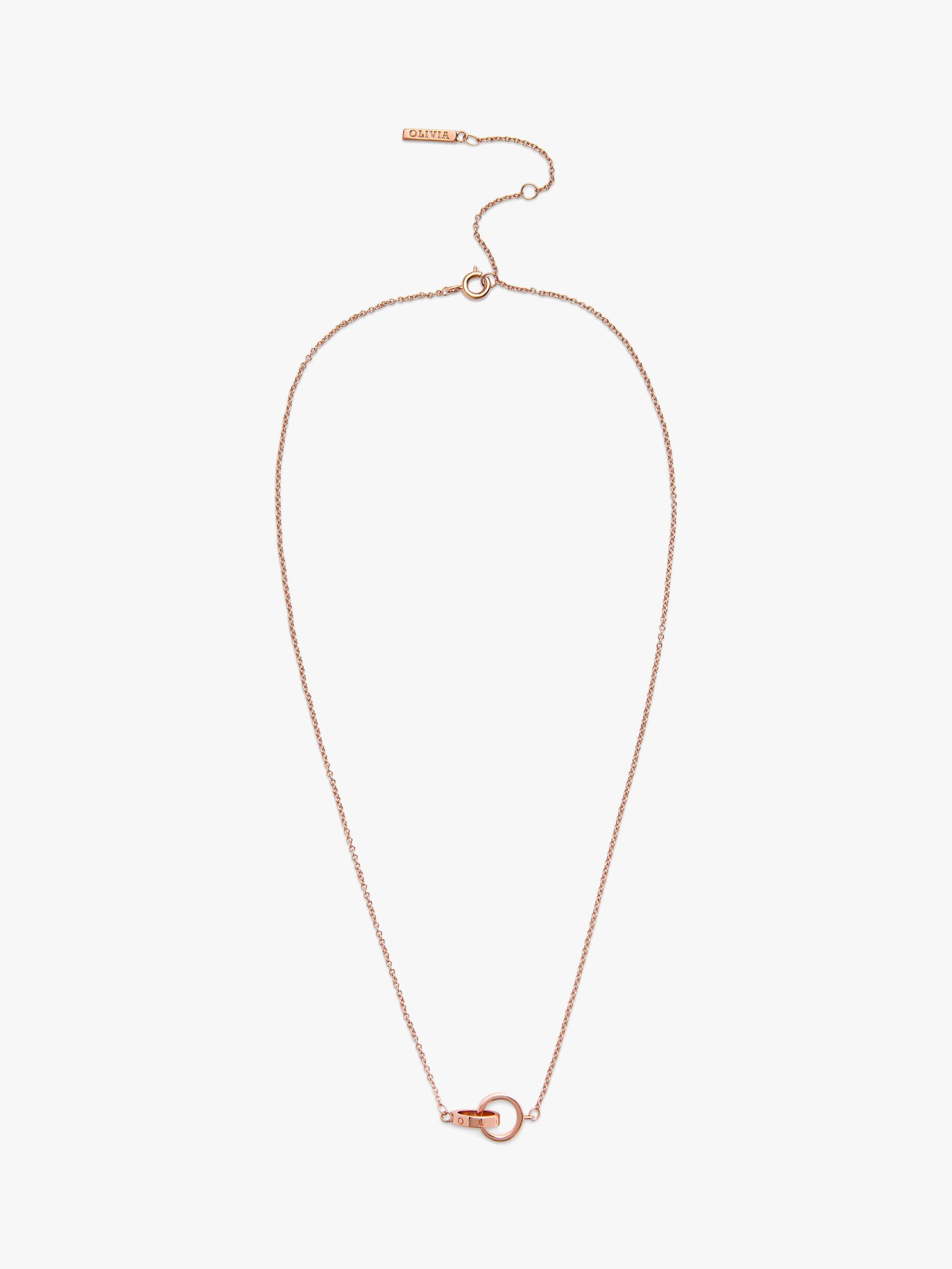 Olivia Burton Interlink Pendant Necklace, Rose Gold OBJ16ENN55