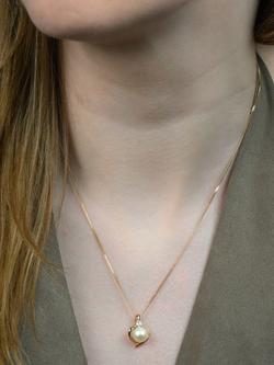 E.W Adams 9ct Gold Freshwater Pearl and Topaz Heart Pendant Necklace, Gold - view 2, Gold