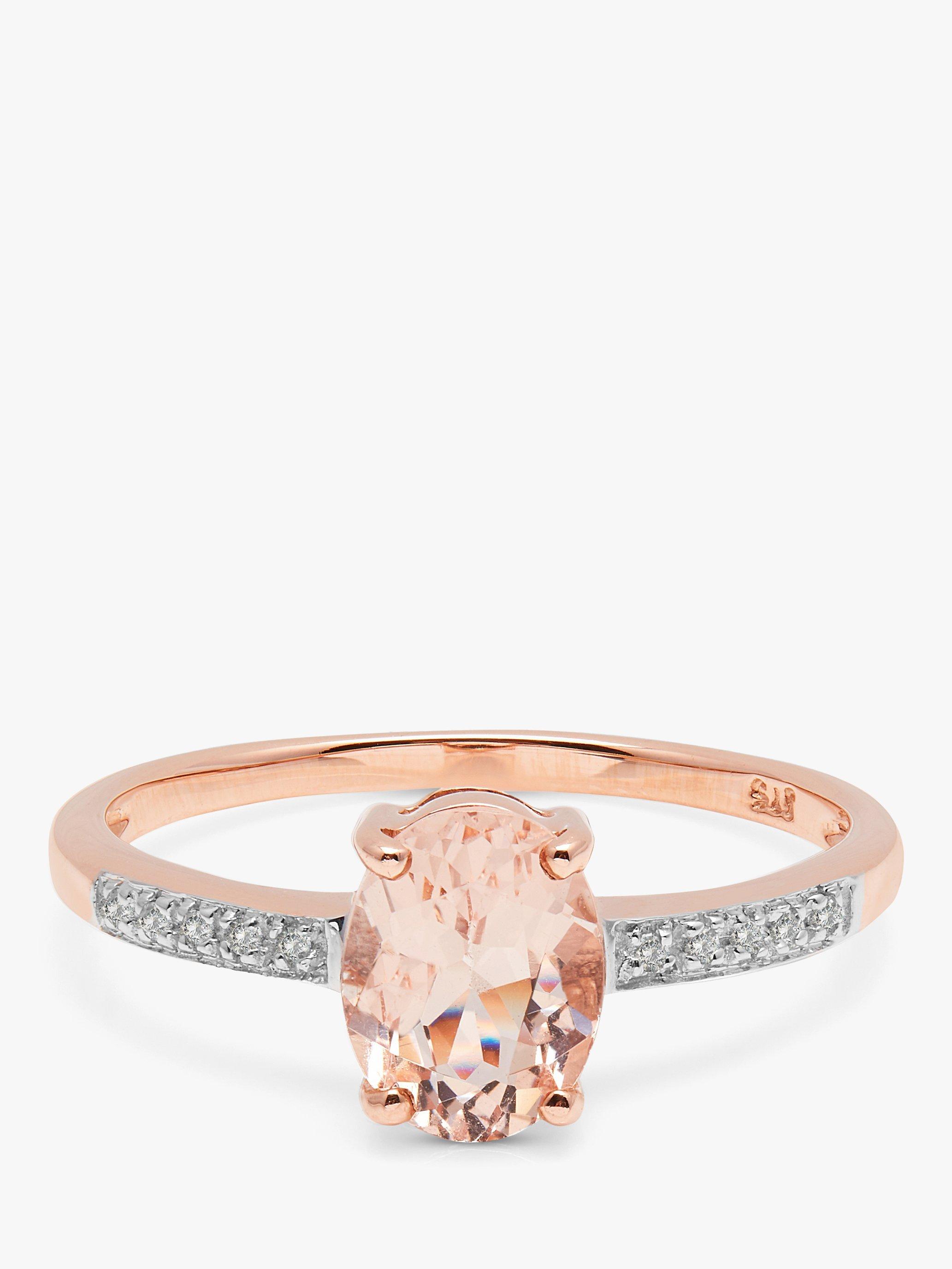 E.W Adams 9ct Rose Gold Oval Morganite and Diamond Engagement Ring