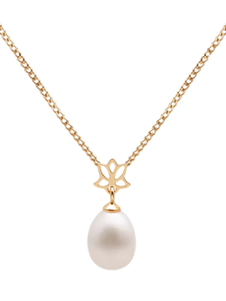 E.W Adams 9ct Yellow Gold Freshwater Pearl Pendant Necklace, White, White