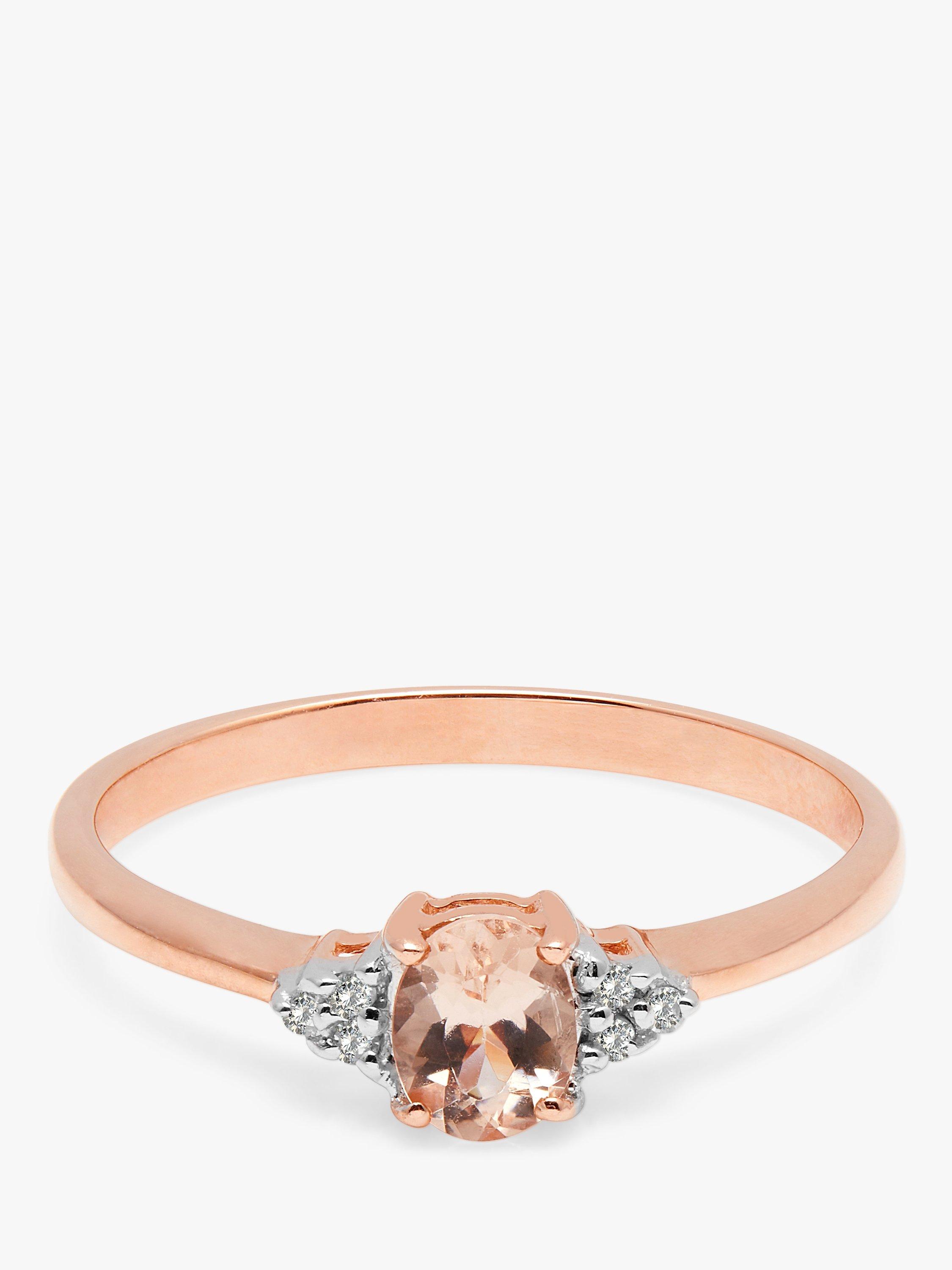 E.W Adams 9ct Rose Gold Morganite and Diamond Cluster Engagement Ring