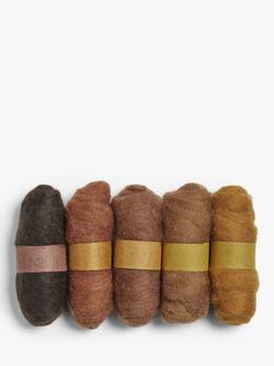 Habico Wool Felting Tops, Pack of 5, 113g, Brown
