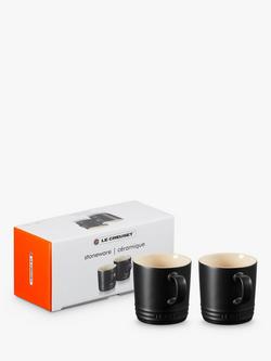 Le Creuset Stoneware Mugs, 350ml, Set of 2, Satin Black