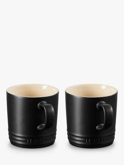 Le Creuset Stoneware Mugs, 350ml, Set of 2 - view 2, Satin Black