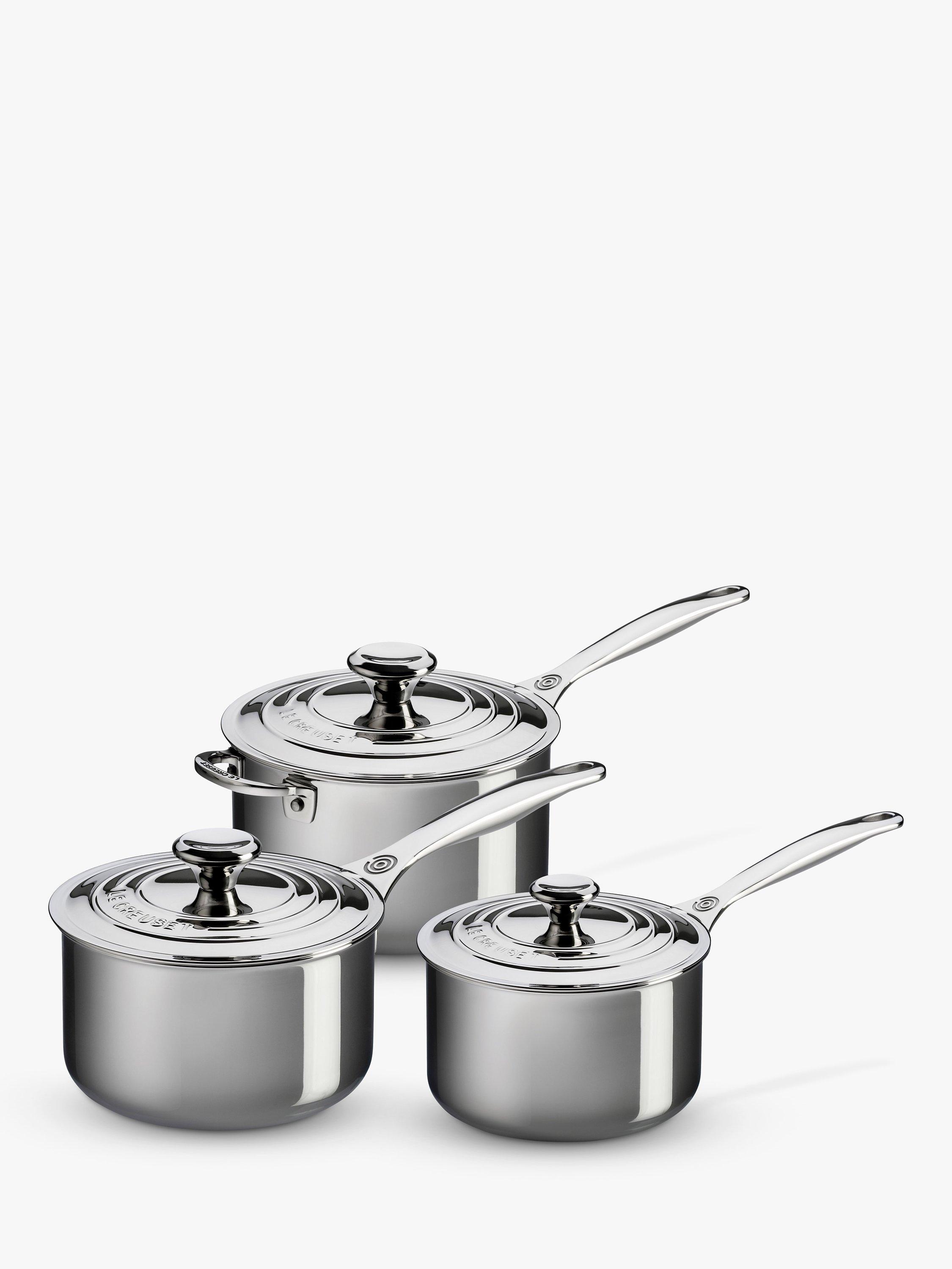 Le Creuset Signature 3-Ply Stainless Steel Saucepan & Lid Set, 3 Piece
