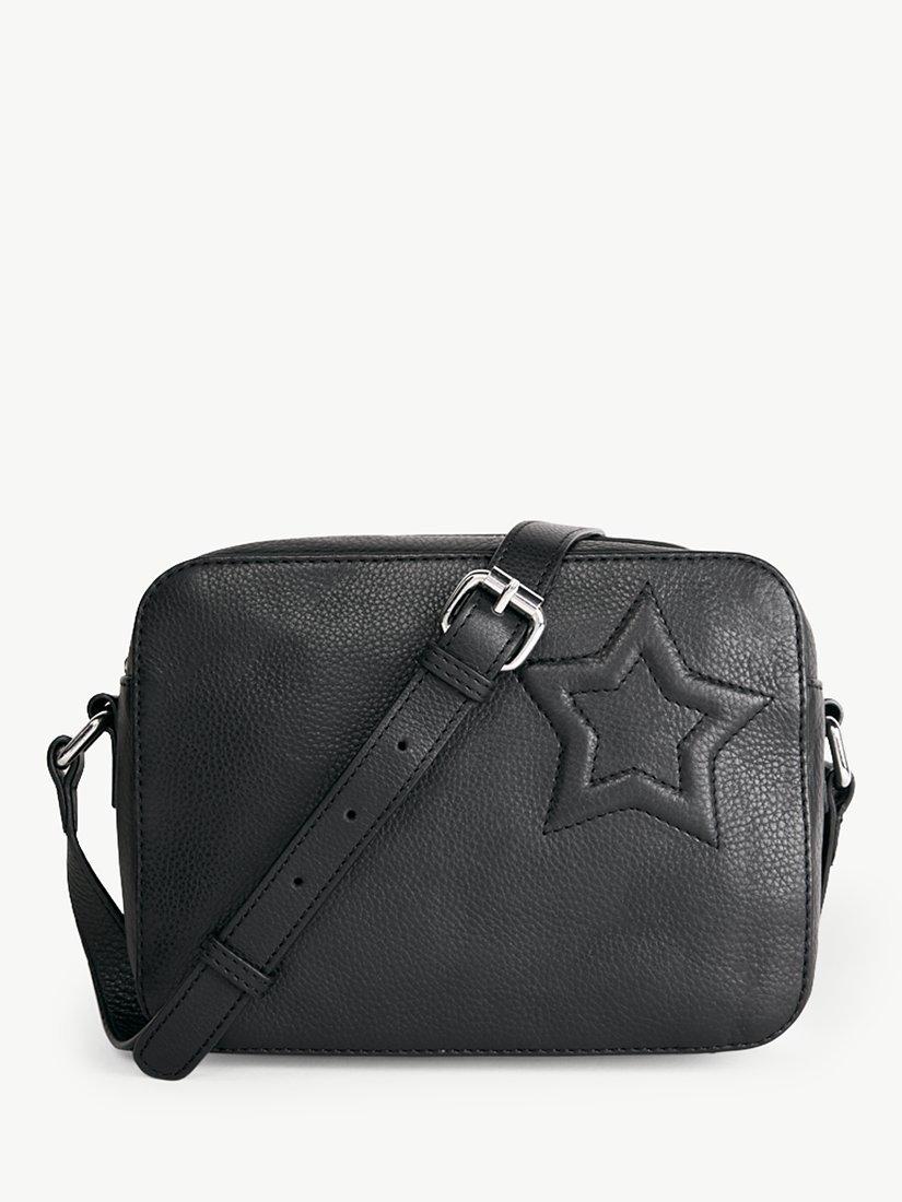 HUSH Fifi Embossed Star Leather Cross Body Bag, Black