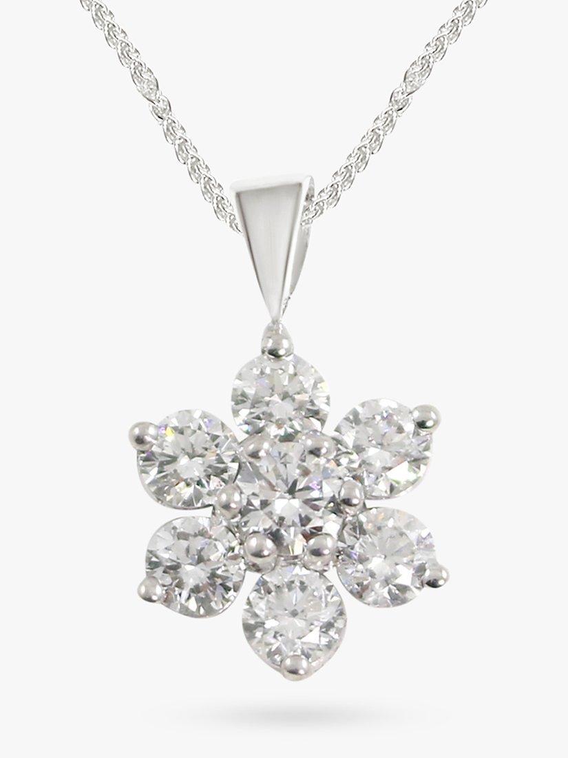 Product image 1 of 3, which shows E.W Adams 18ct White Gold Diamond Flower Pendant Necklace