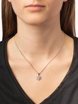 E.W Adams 18ct White Gold Diamond Flower Pendant Necklace - view 2, Silver