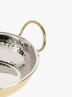 John Lewis Kainoosh Hammered Stainless Steel Balti Serving Dish, Set of 2, 18cm, Gold - view 2, Gold