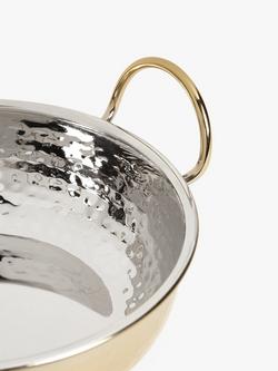 John Lewis Kainoosh Hammered Stainless Steel Balti Serving Dish, 20cm, Gold - view 2, Gold