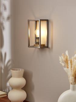 John Lewis Boundary Wall Light, Brass/Pewter - view 2, Brass/Pewter