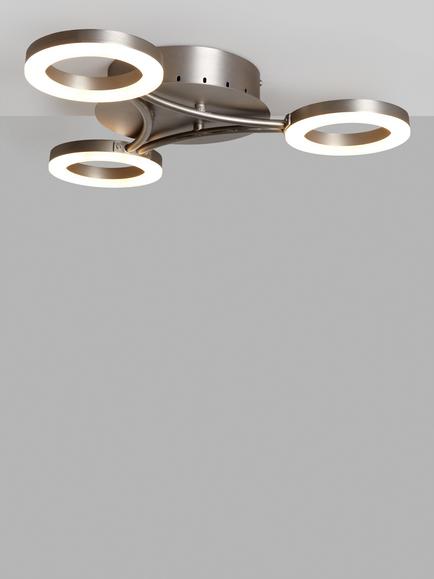 John Lewis Boyd LED 3 Arm Semi Flush Ceiling Light, Brass, Matt Nickel
