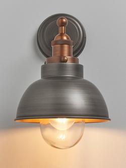 John Lewis Baldwin Outdoor Wall Light, Pewter/Copper