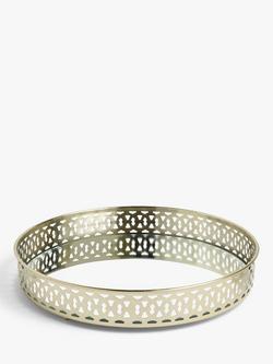 John Lewis Round Ornate Border Mirror Tray, 36cm, Gold, Gold