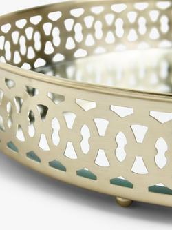 John Lewis Round Ornate Border Mirror Tray, 36cm, Gold - view 2, Gold