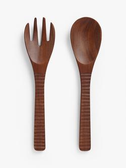 John Lewis Fusion Acacia Wood Salad Servers, Natural, Brown