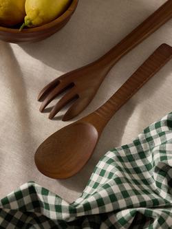 John Lewis Fusion Acacia Wood Salad Servers, Natural - view 2, Brown