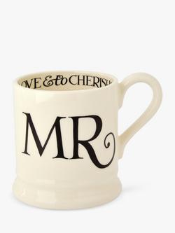 Emma Bridgewater Black Toast Mr & Mrs Mugs, Set of 2, 300ml, Black/White - view 2, Black/White
